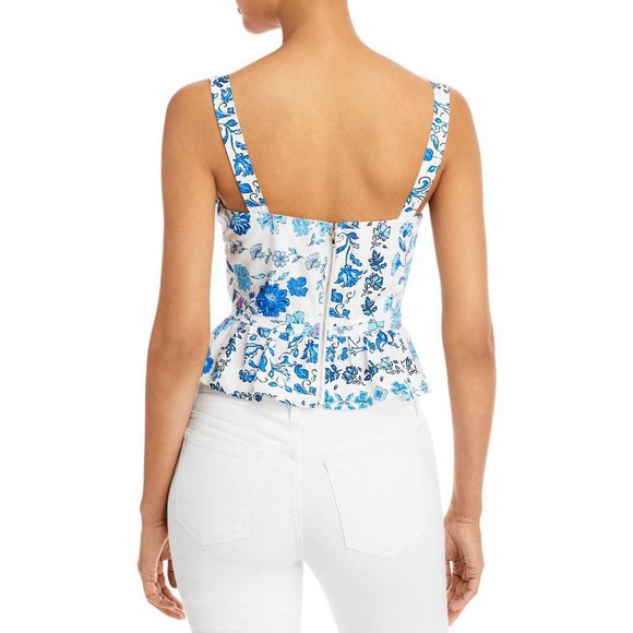AQUA Floral Print Peplum Top - Picture 2 of 2